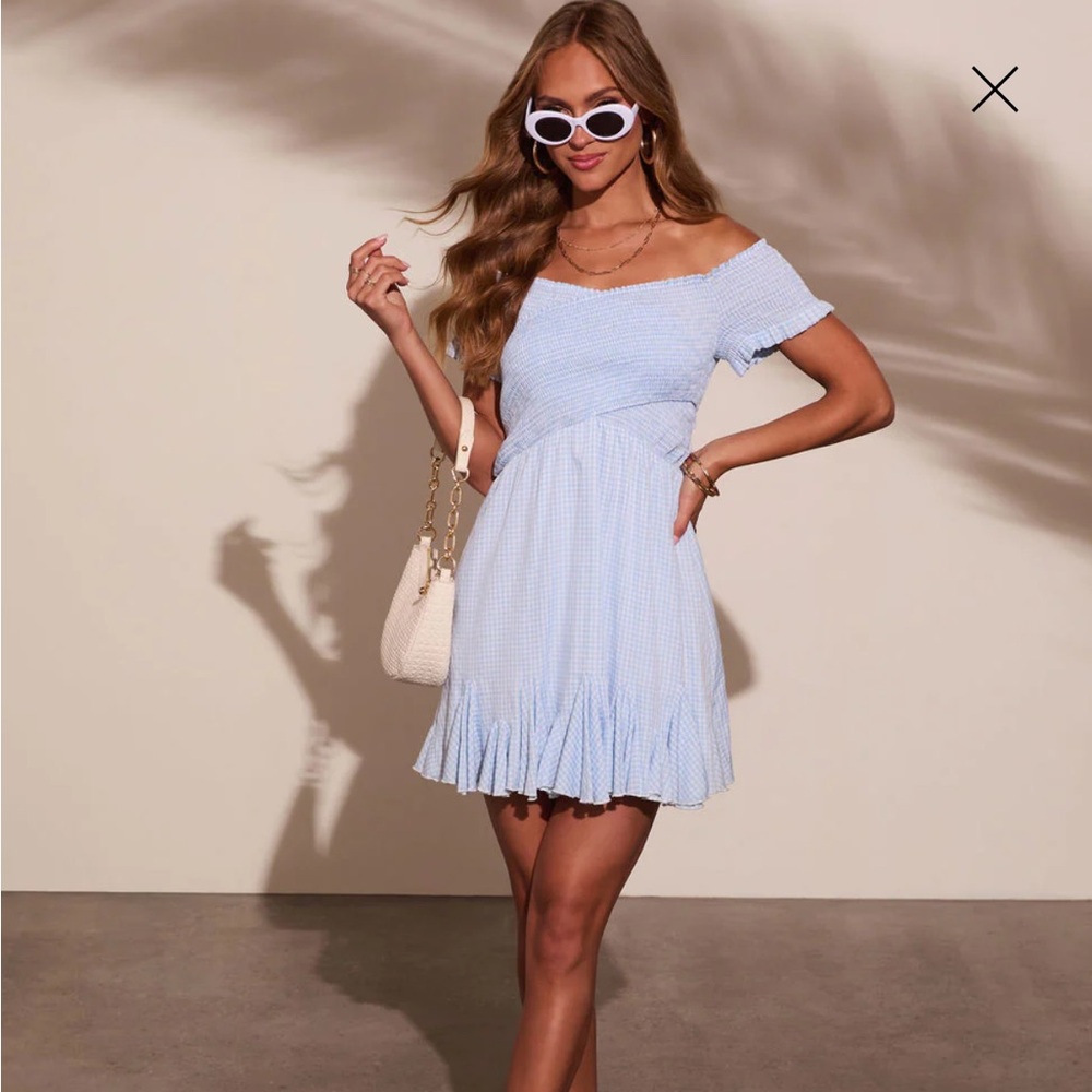 Elegant Blue Off-Shoulder Dress